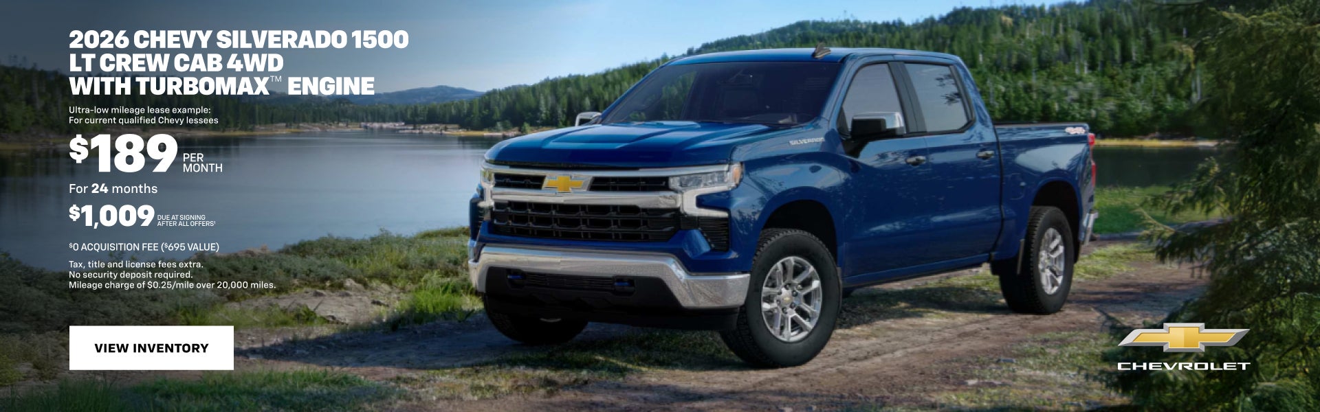 2026 Chevy Silverado 1500 LT Crew Cab 4WD 
with TurboMax Engine. Ultra-low mileage lease example:...